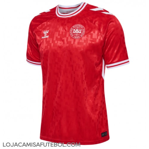 Camisa de Futebol Dinamarca Equipamento Principal Europeu 2024 Manga Curta